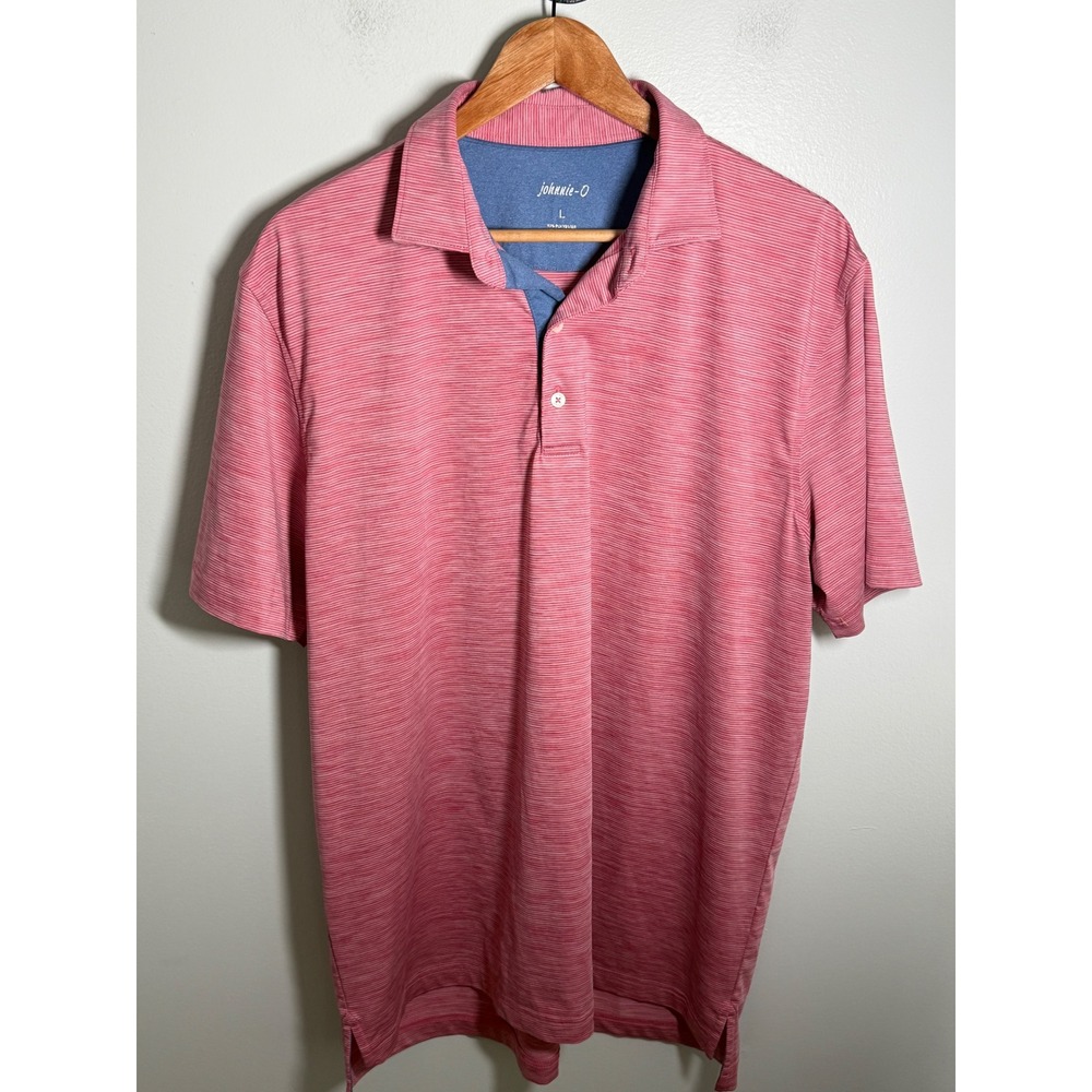 Johnnie-O Mens Pink Space Dye Performance Polo Shirt Large Short Sleeve Golf Top